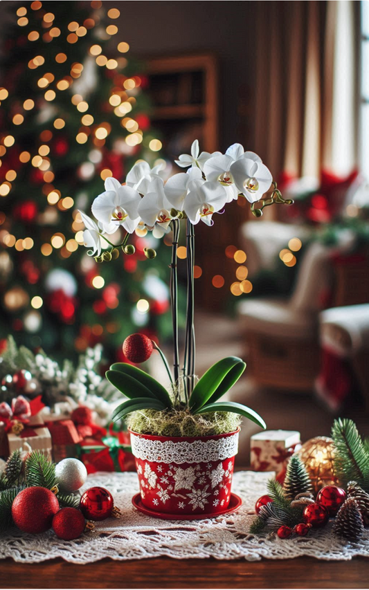 Orquídea Mariposa - Phalaenopsis. Pétalos Tonos Blancos y Lila